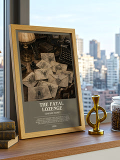 The Fatal Lozenge bookish poster colour and style options – Edward Gorey book art