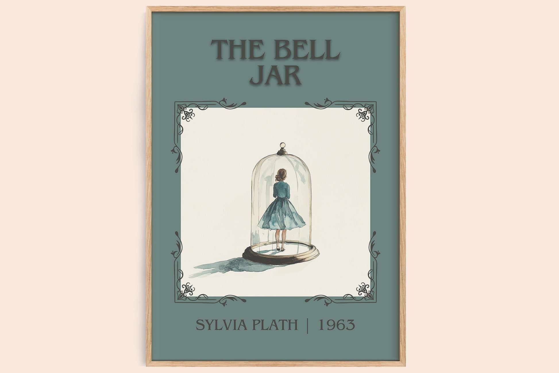 The Bell Jar classic book art book poster by Sylvia Plath – framed literary art print