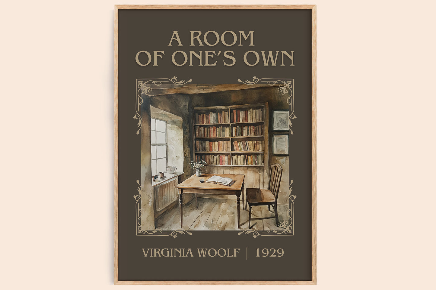 A Room Of One's Own classic book art book poster by Virginia Woolf – framed literary art print