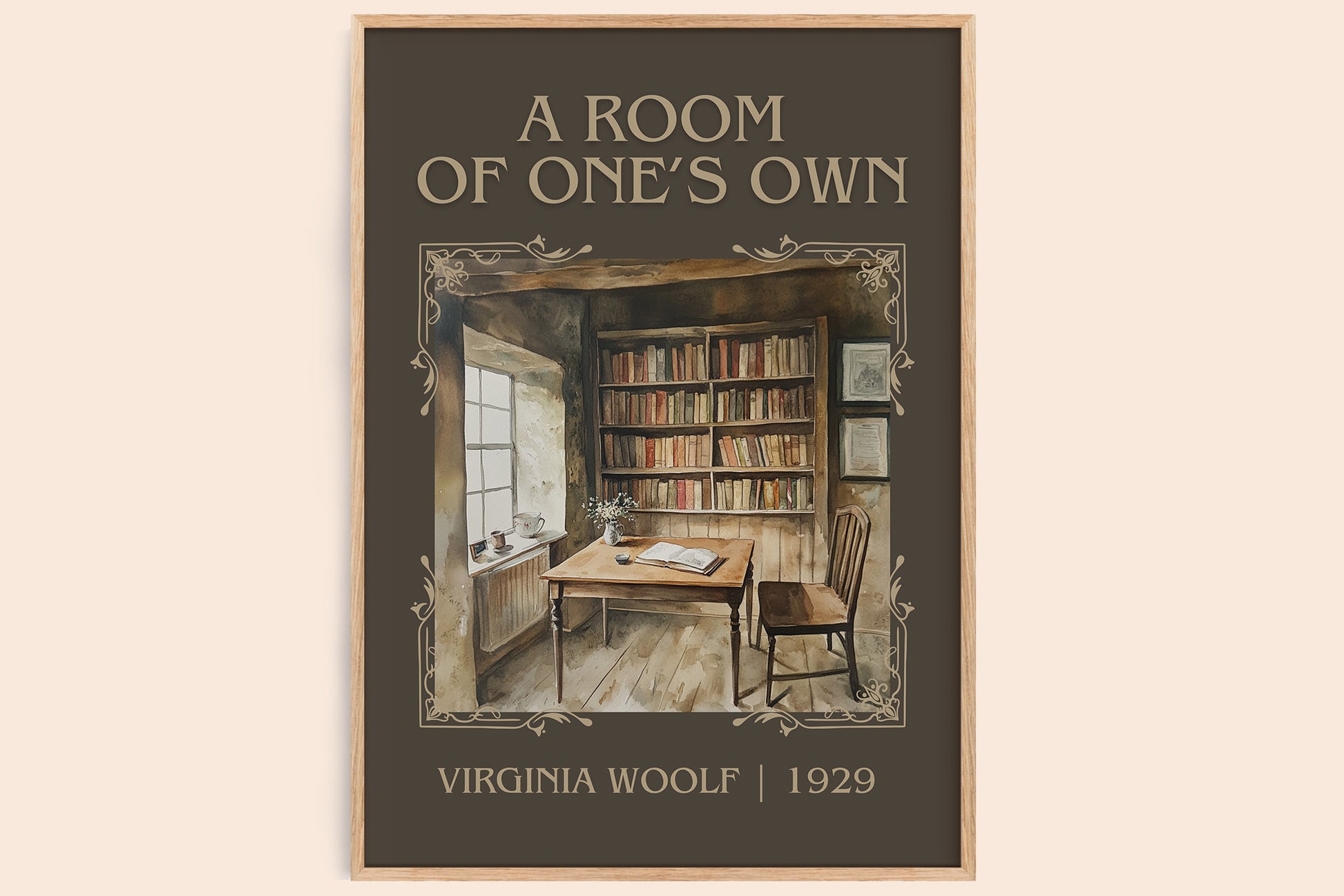 A Room Of One's Own classic book art book poster by Virginia Woolf – framed literary art print