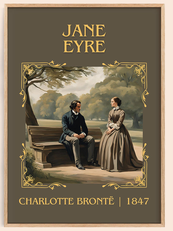 Jane Eyre classic book art book poster by Charlotte Brontë – framed literary art print