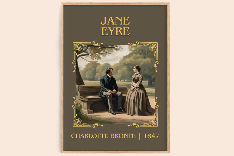 Jane Eyre classic book art book poster by Charlotte Brontë – framed literary art print