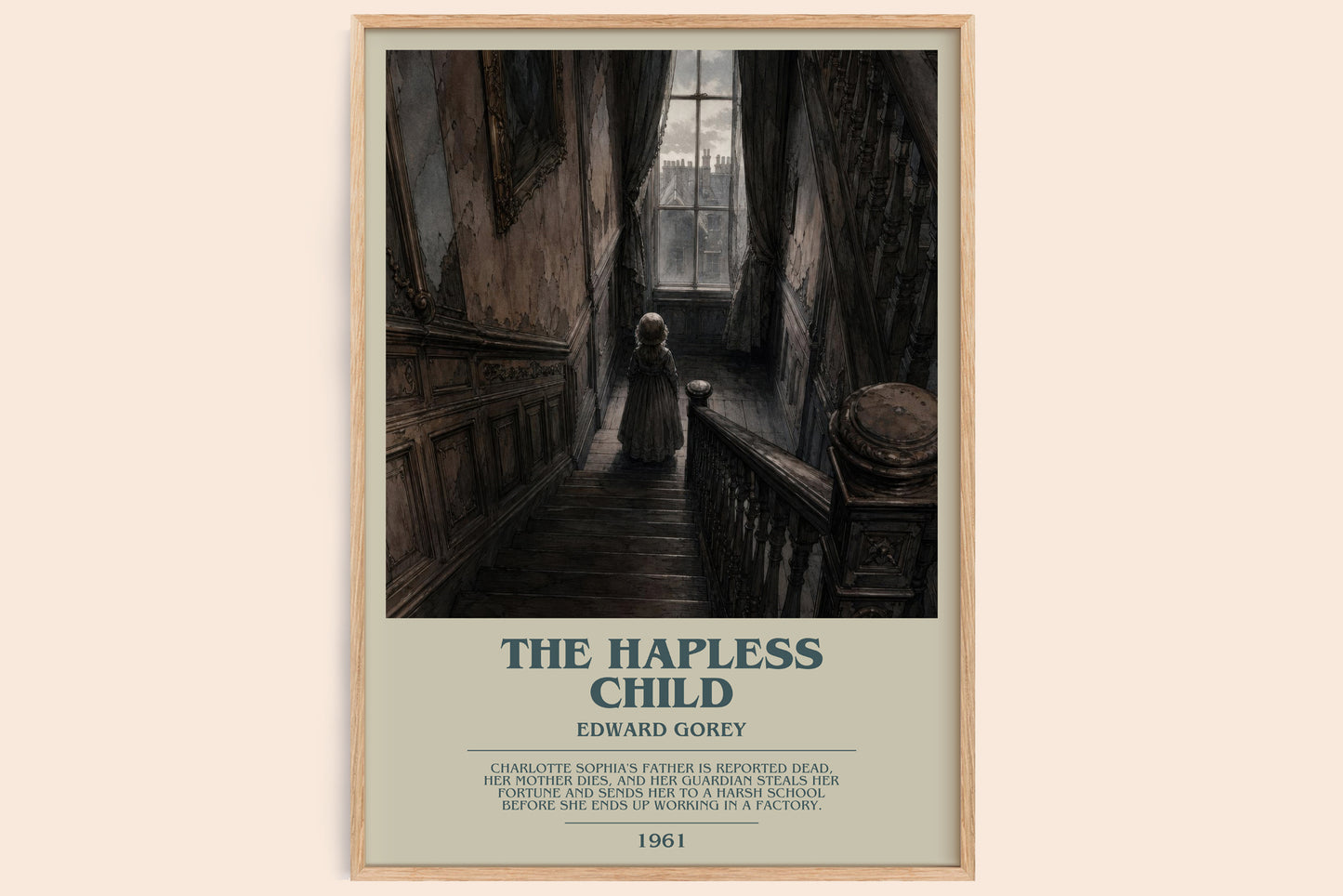 The Hapless Child bookish book poster by Edward Gorey – framed literary art print