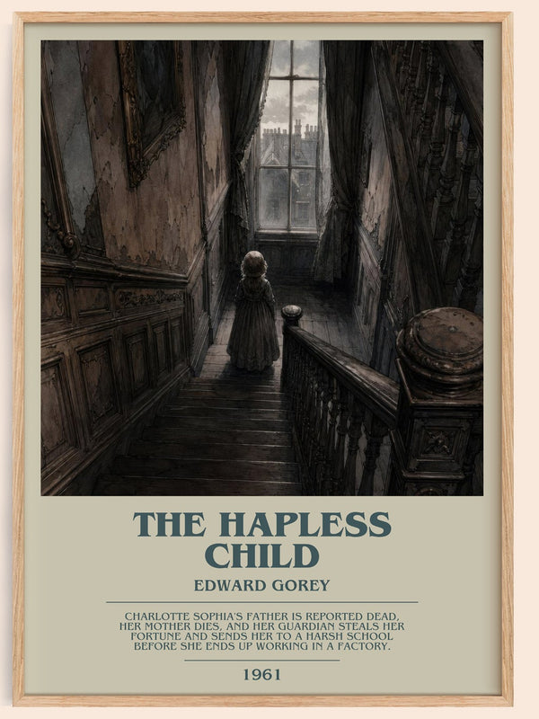 The Hapless Child bookish book poster by Edward Gorey – framed literary art print