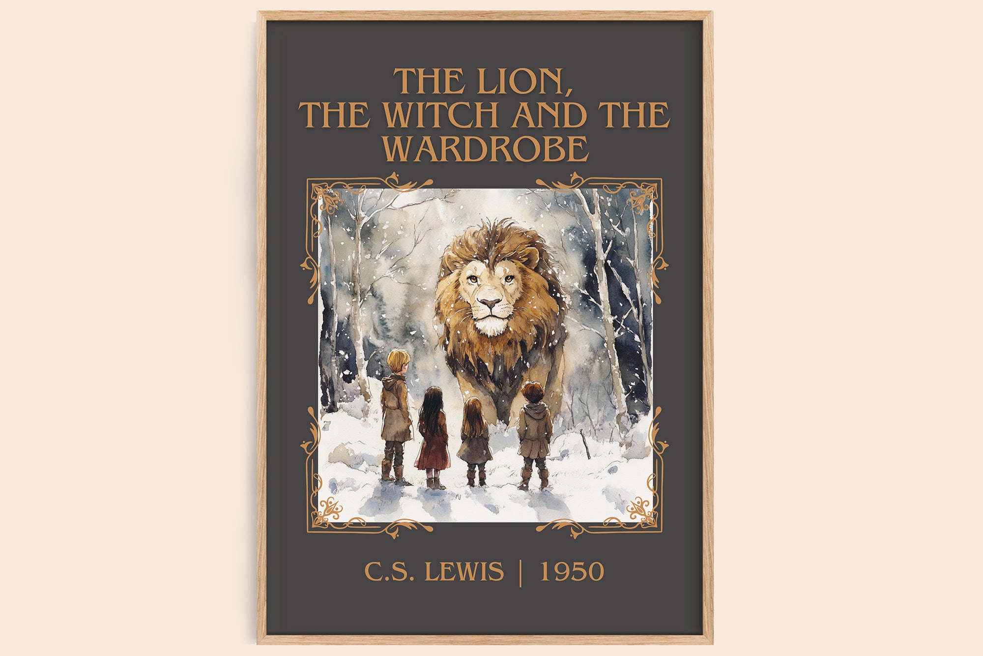 The Lion, the Witch and the Wardrobe classic book art book poster by C. S. Lewis – framed literary art print