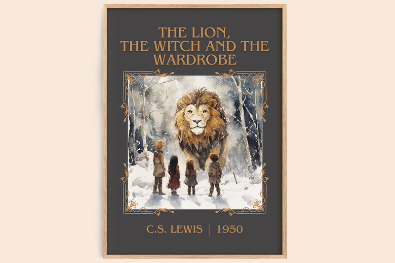 The Lion, the Witch and the Wardrobe classic book art book poster by C. S. Lewis – framed literary art print
