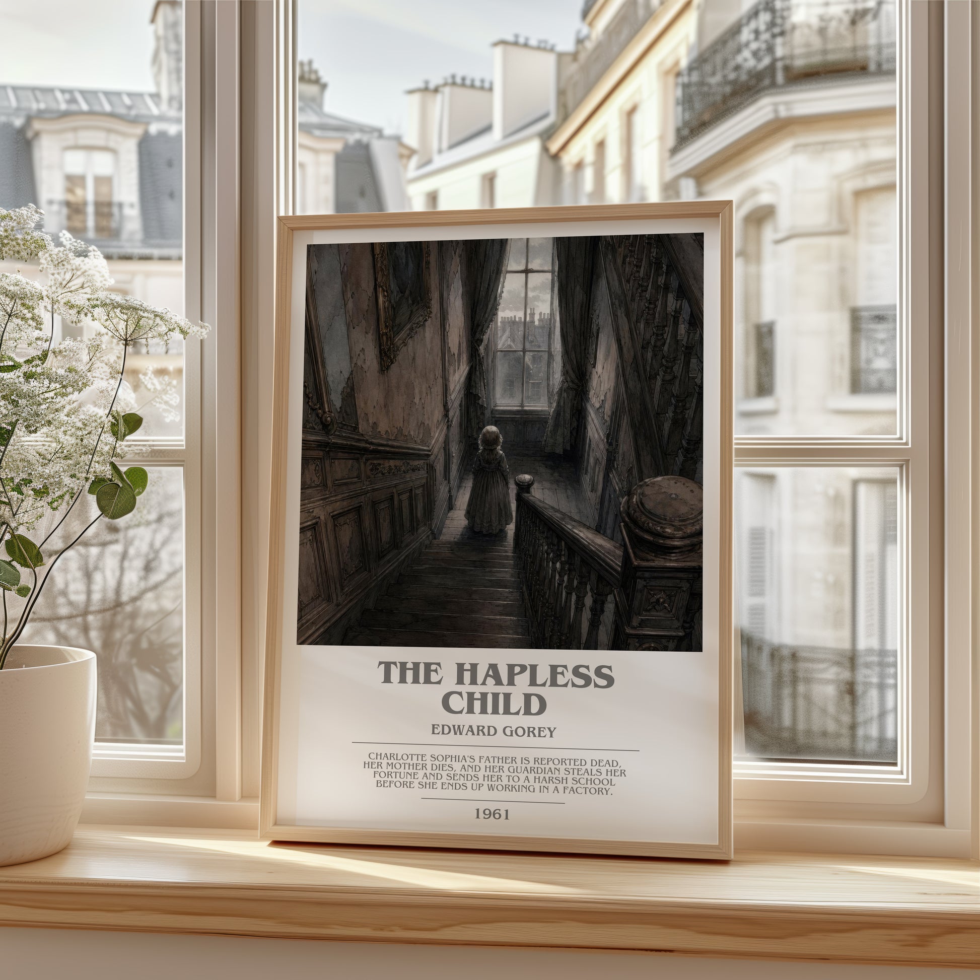 The Hapless Child bookish poster colour and style options – Edward Gorey book art