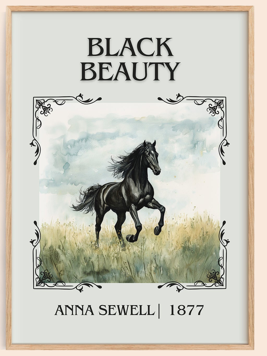 Black Beauty classic book art book poster by Anna Sewell – framed literary art print