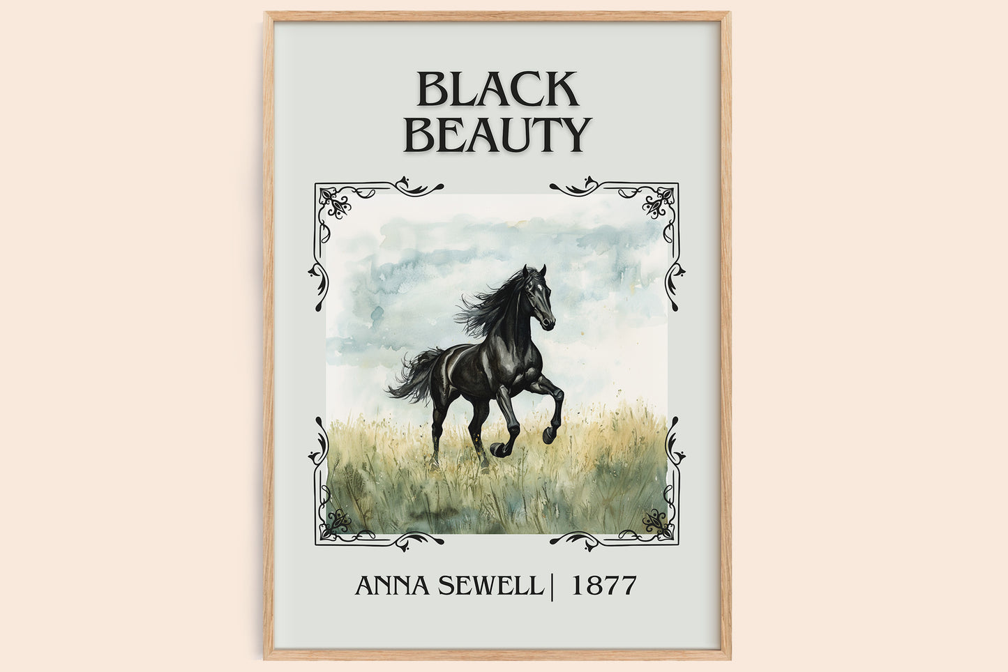 Black Beauty classic book art book poster by Anna Sewell – framed literary art print