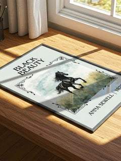 Black Beauty Classic Book Art Print by Anna Sewell – print on a sunlit desk