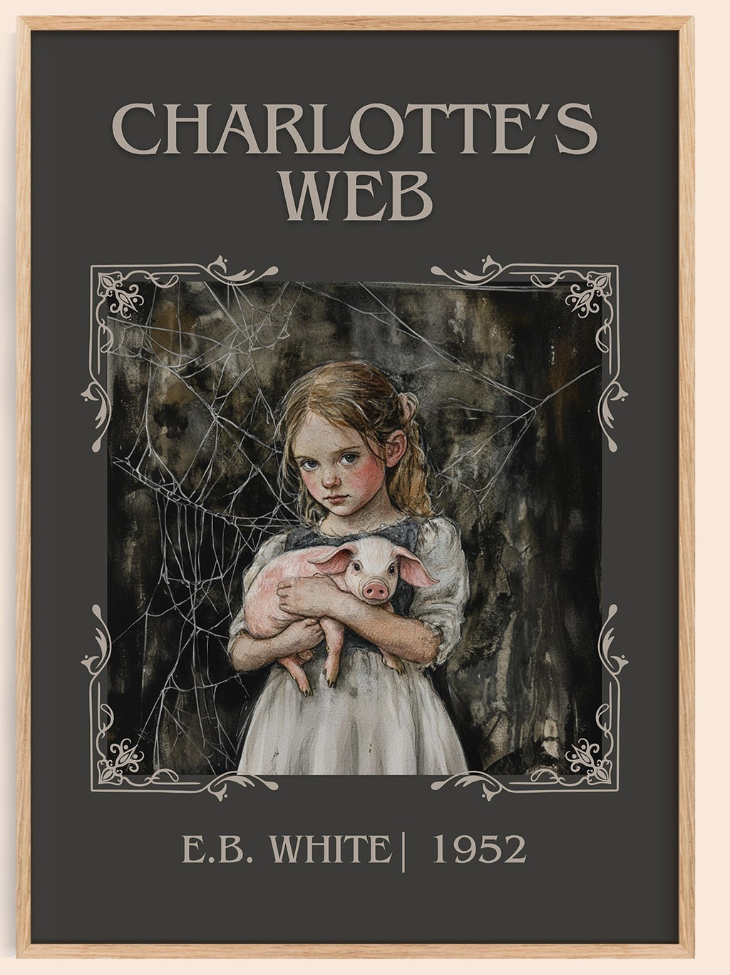 Charlotte's Web classic book art book poster by E B White – framed literary art print