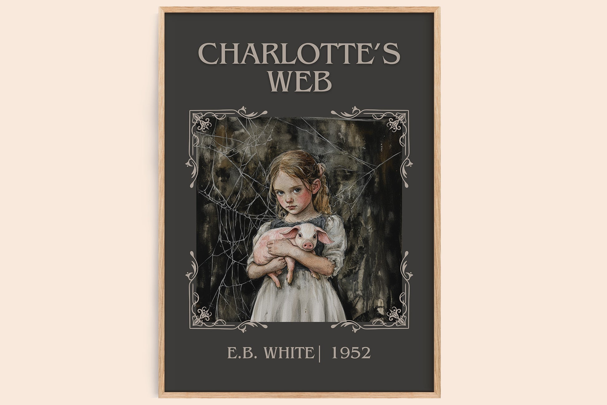 Charlotte's Web classic book art book poster by E B White – framed literary art print
