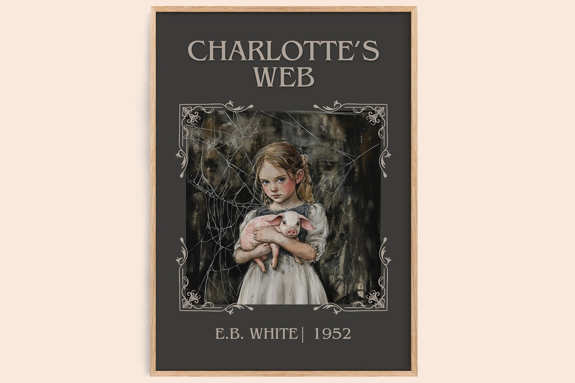 Charlotte's Web classic book art book poster by E B White – framed literary art print