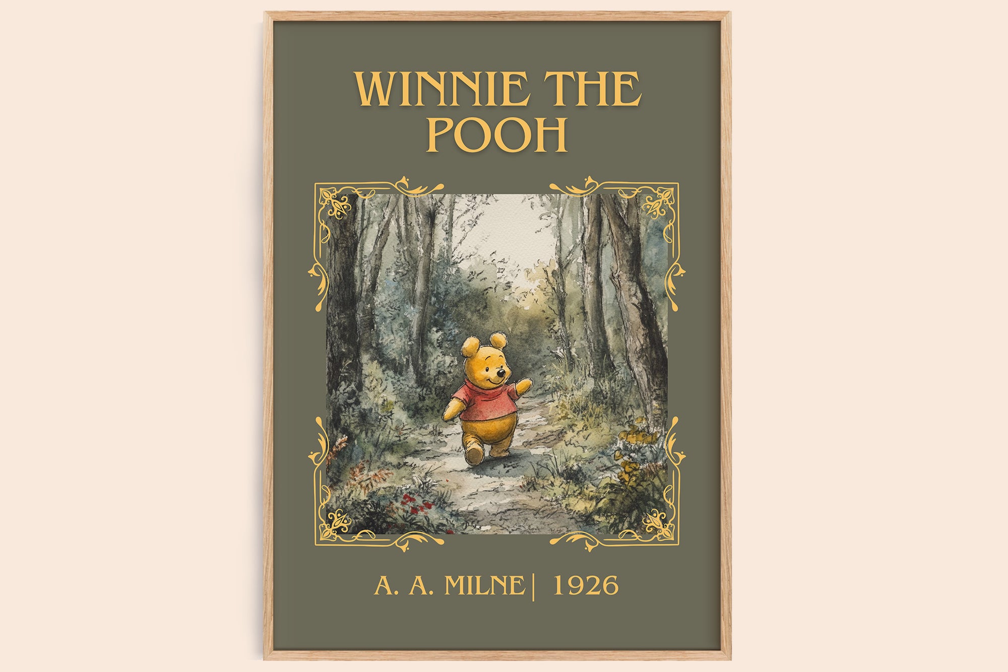 Winnie the Pooh classic book art book poster by A. A. Milne – framed literary art print