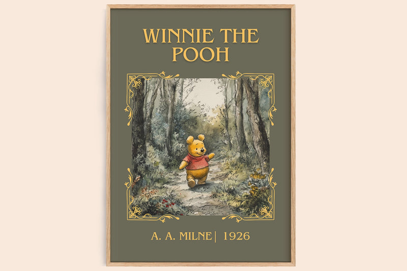 Winnie the Pooh classic book art book poster by A. A. Milne – framed literary art print