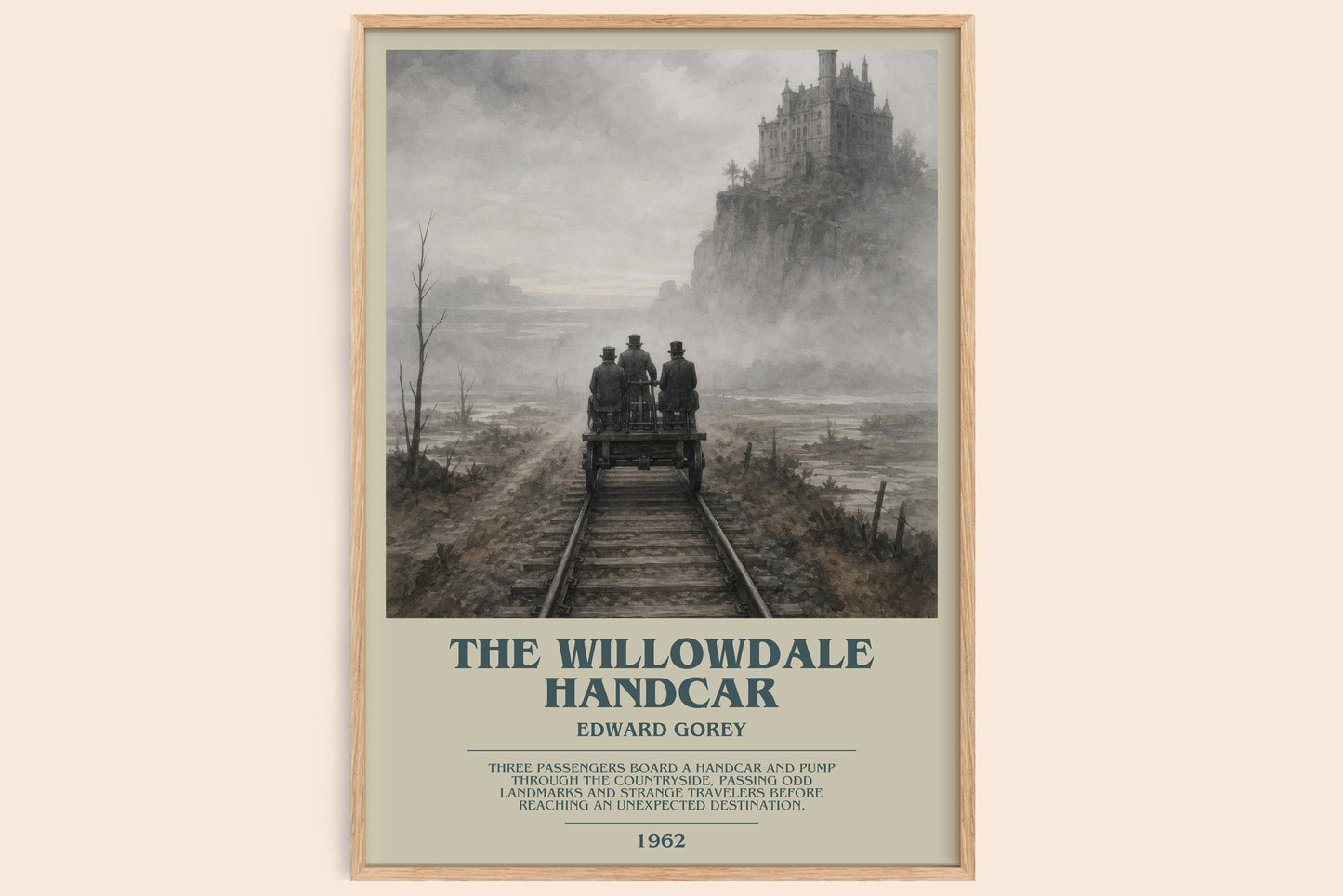 The Willowdale Handcar bookish book poster by Edward Gorey – framed literary art print