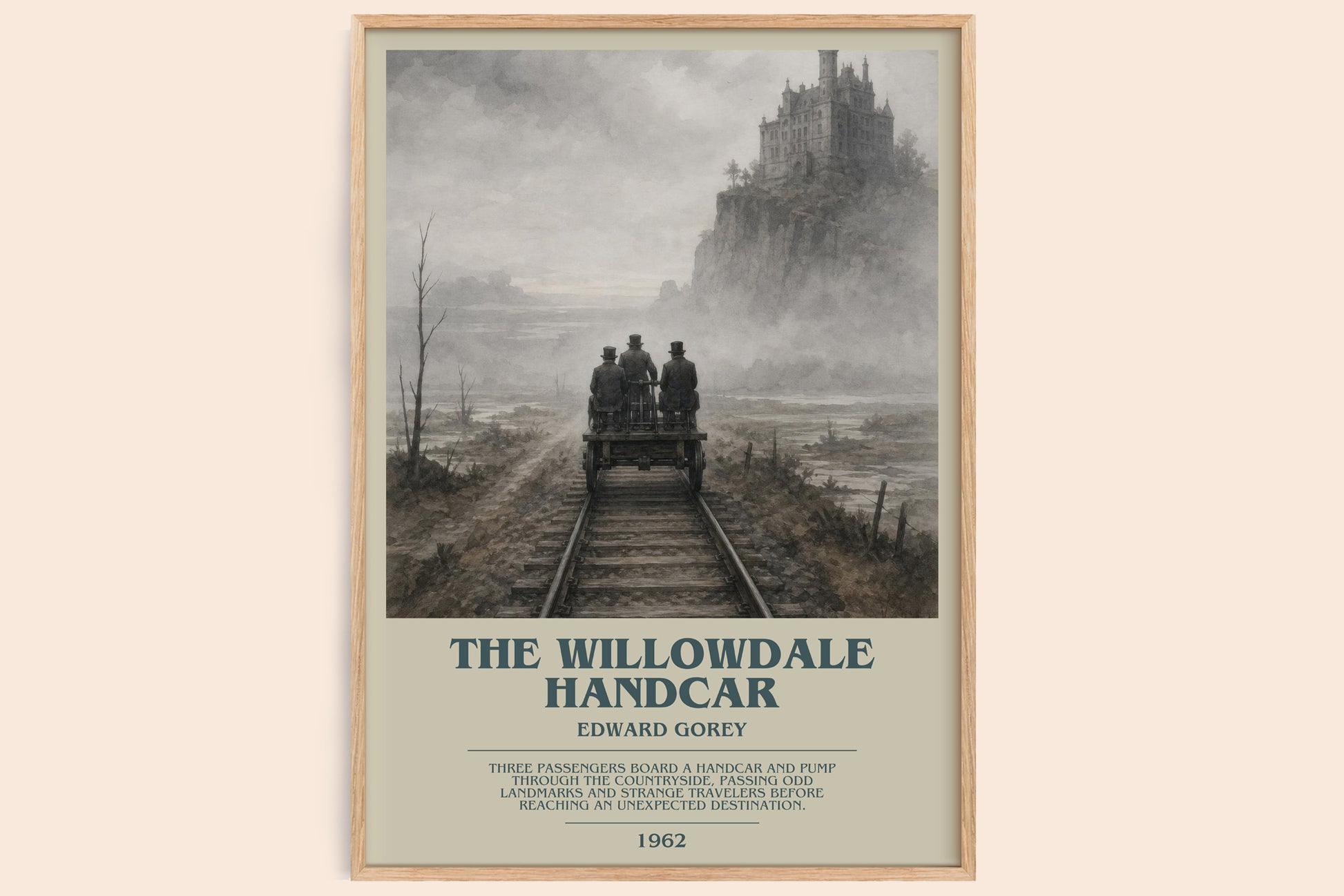 The Willowdale Handcar bookish book poster by Edward Gorey – framed literary art print