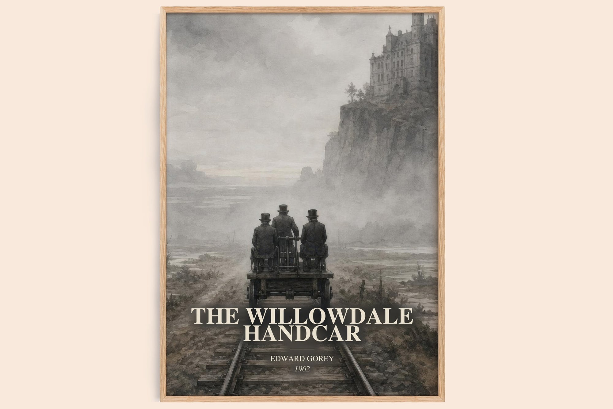 The Willowdale Handcar watercolour book poster by Edward Gorey – framed literary art print