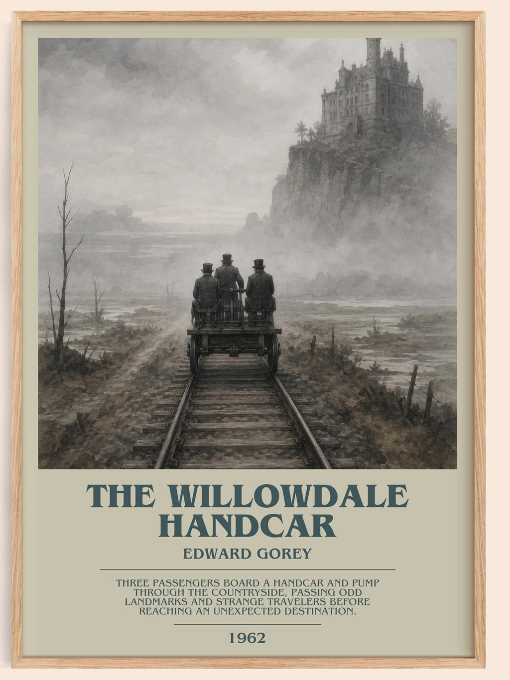 The Willowdale Handcar bookish book poster by Edward Gorey – framed literary art print