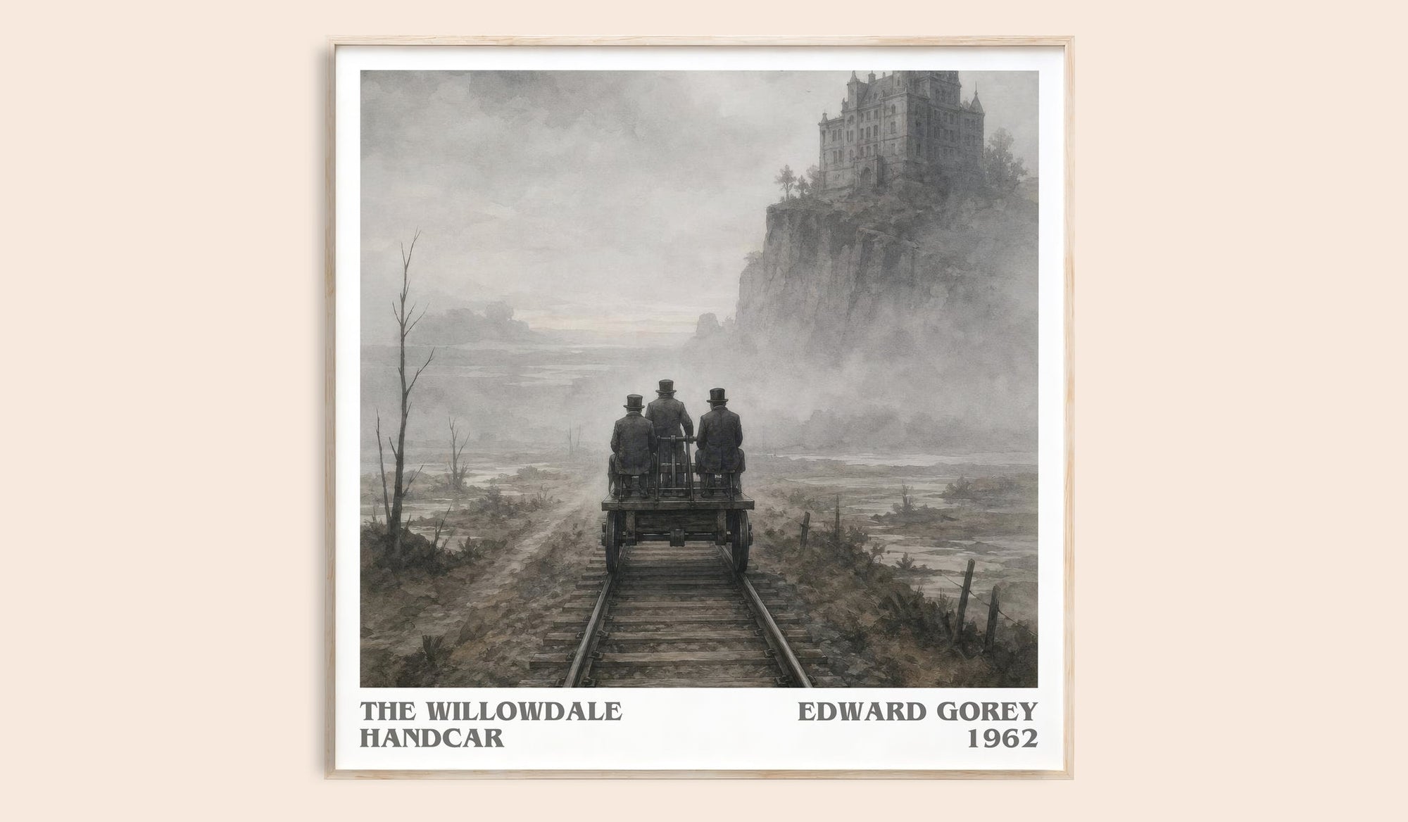 The Willowdale Handcar literary book poster by Edward Gorey – framed literary art print