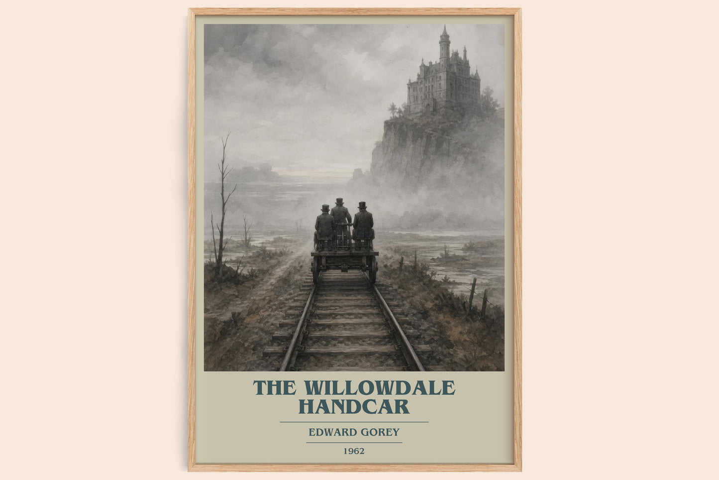 The Willowdale Handcar book cover book poster by Edward Gorey – framed literary art print