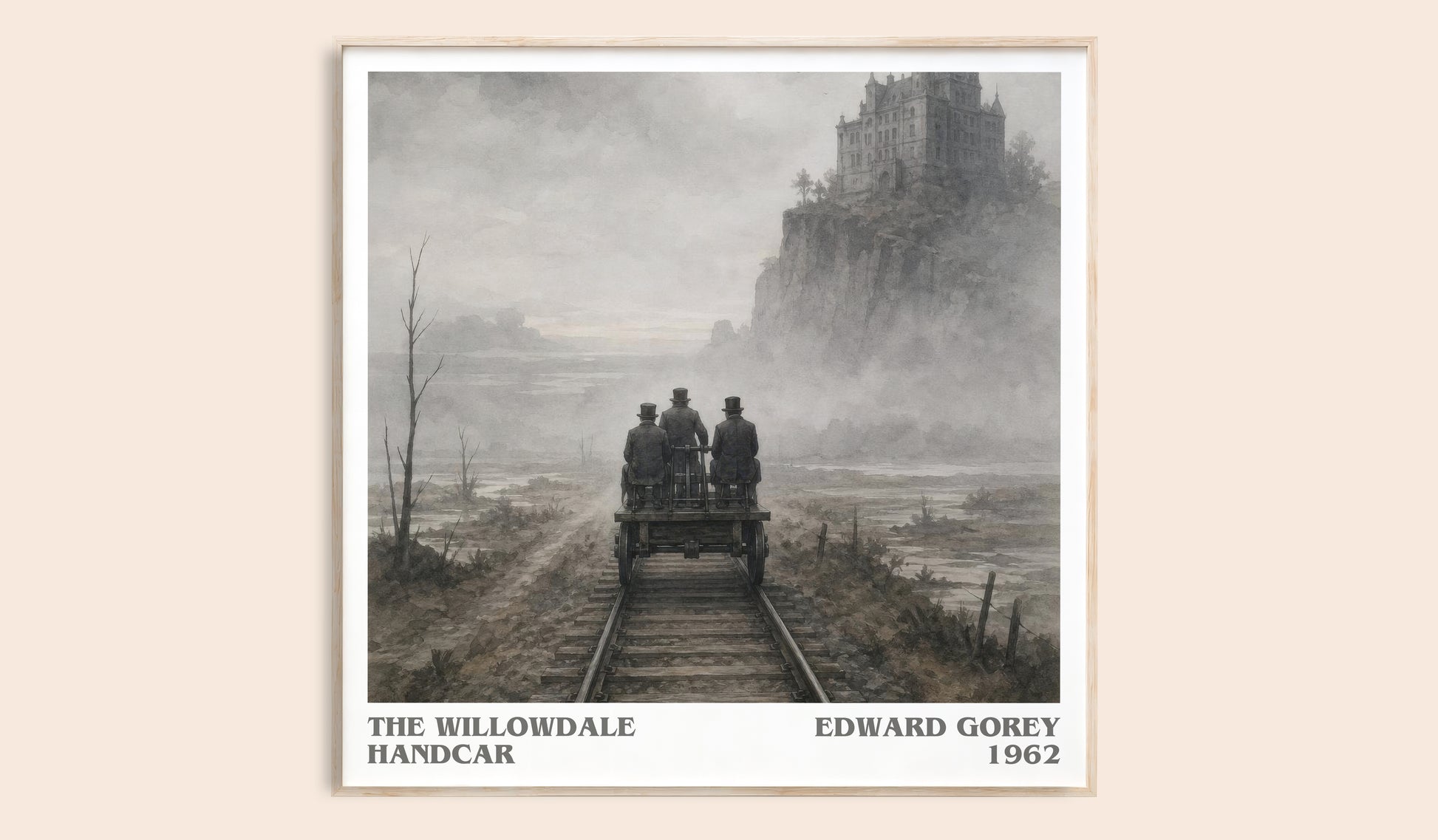 The Willowdale Handcar literary book poster by Edward Gorey – framed literary art print