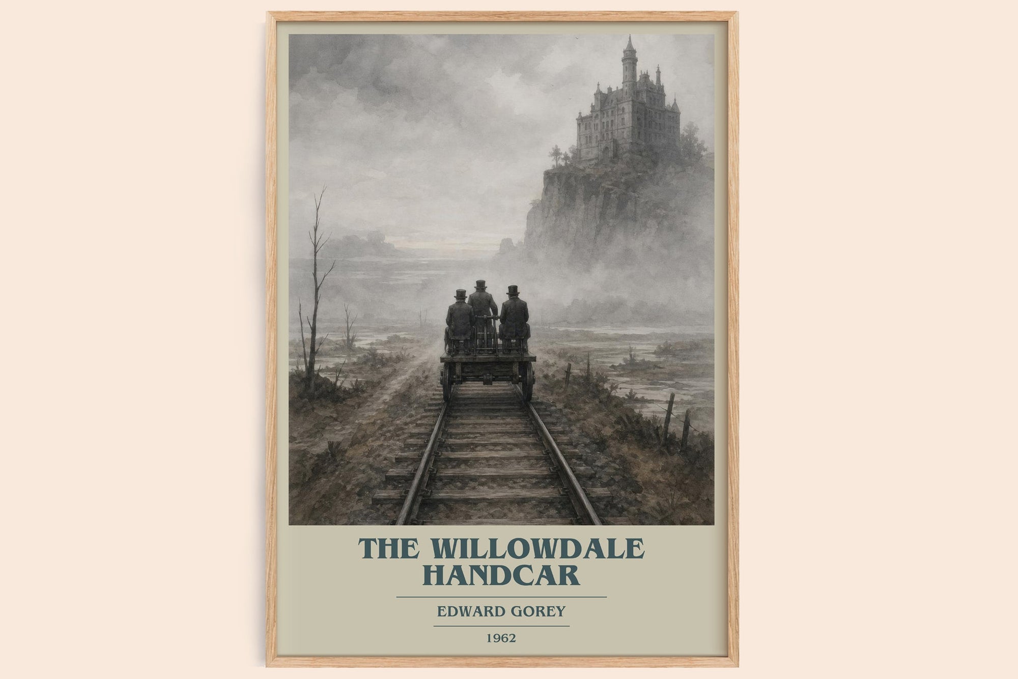 The Willowdale Handcar book cover book poster by Edward Gorey – framed literary art print