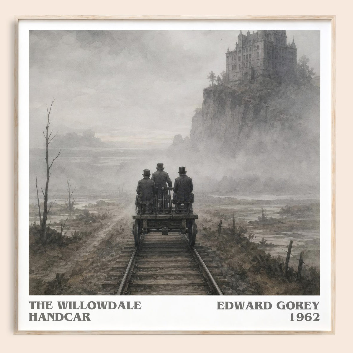 The Willowdale Handcar literary book poster by Edward Gorey – framed literary art print
