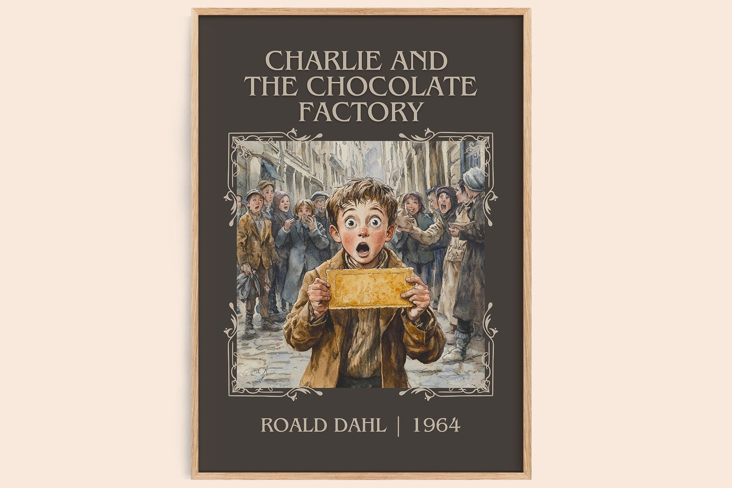 Charlie and the Chocolate Factory classic book art book poster by Roald Dahl – framed literary art print