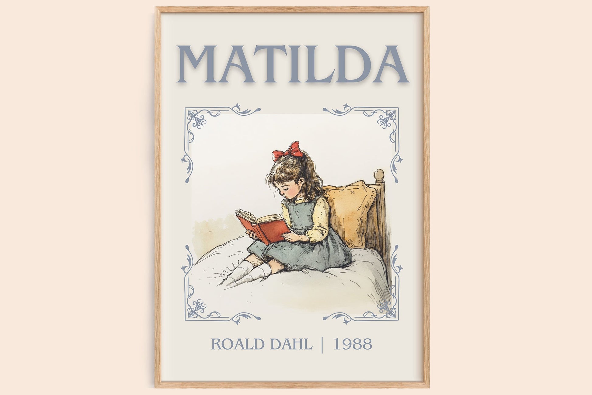 Matilda classic book art book poster by Roald Dahl – framed literary art print