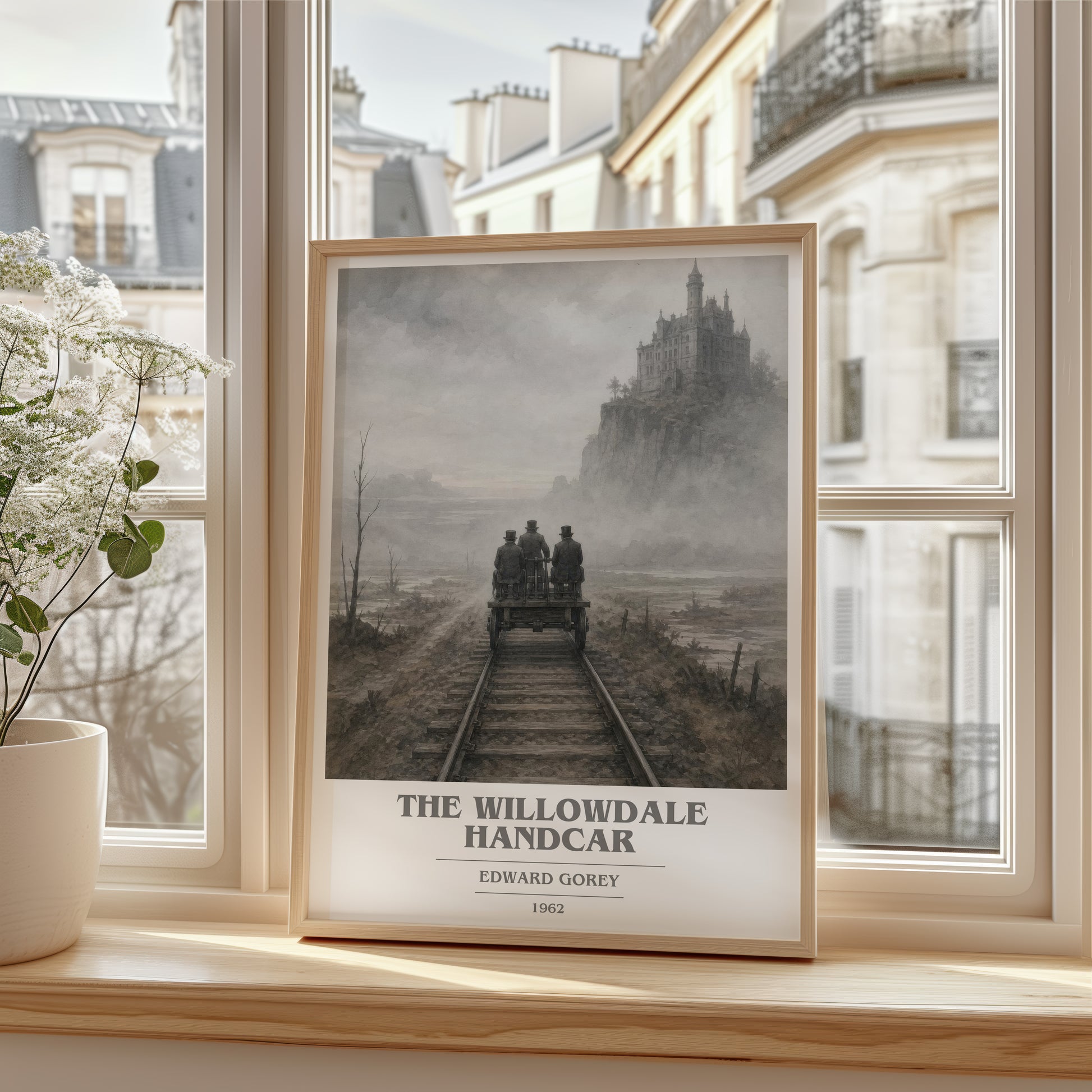 The Willowdale Handcar book cover poster colour and style options – Edward Gorey book art