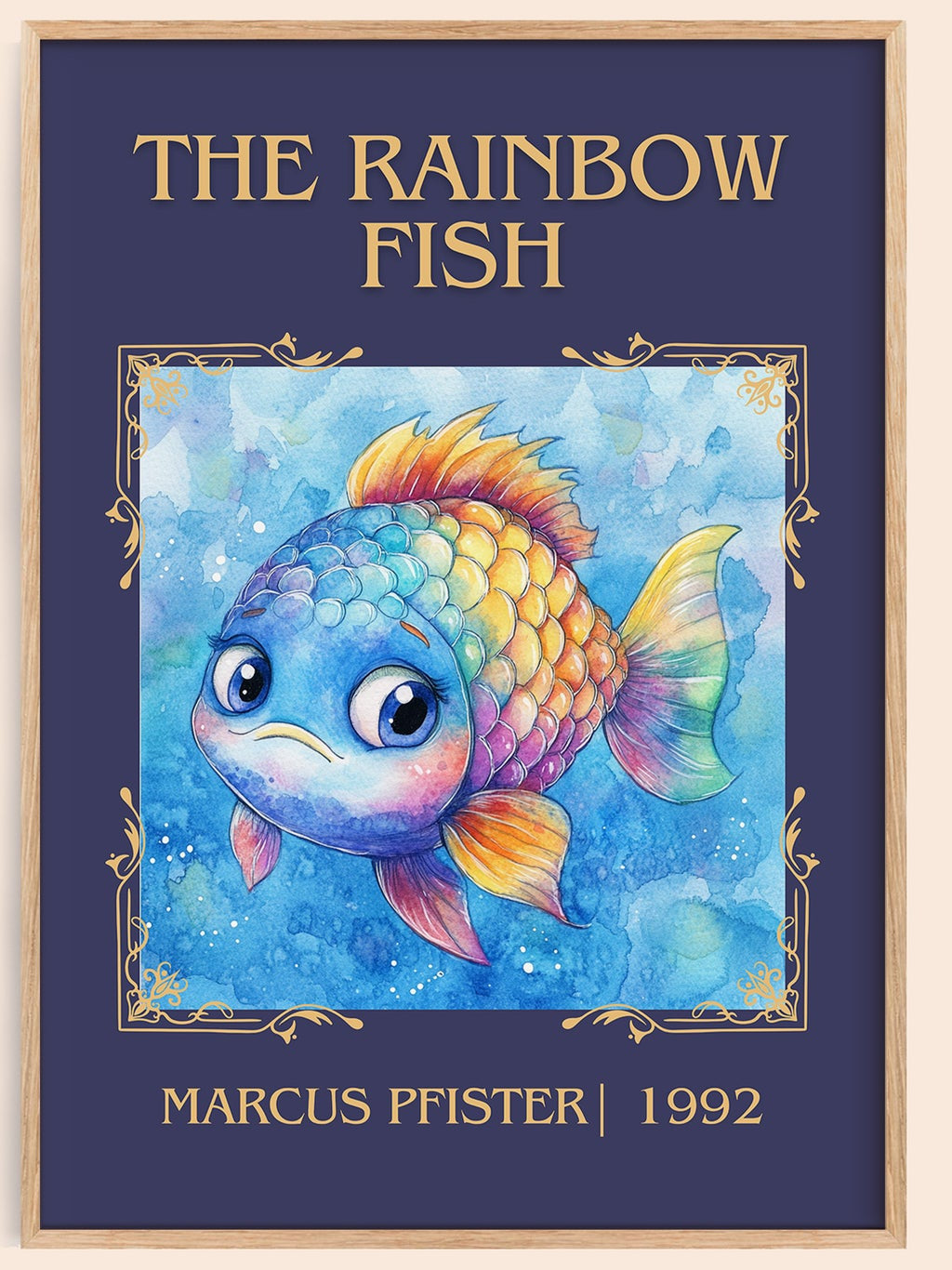 The Rainbow Fish classic book art book poster by Marcus Pfister – framed literary art print