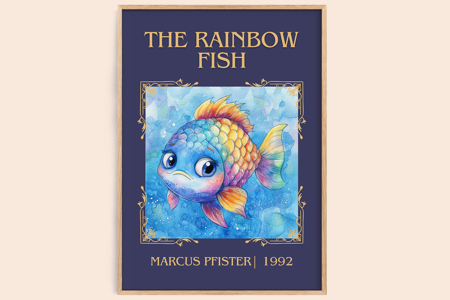 The Rainbow Fish classic book art book poster by Marcus Pfister – framed literary art print