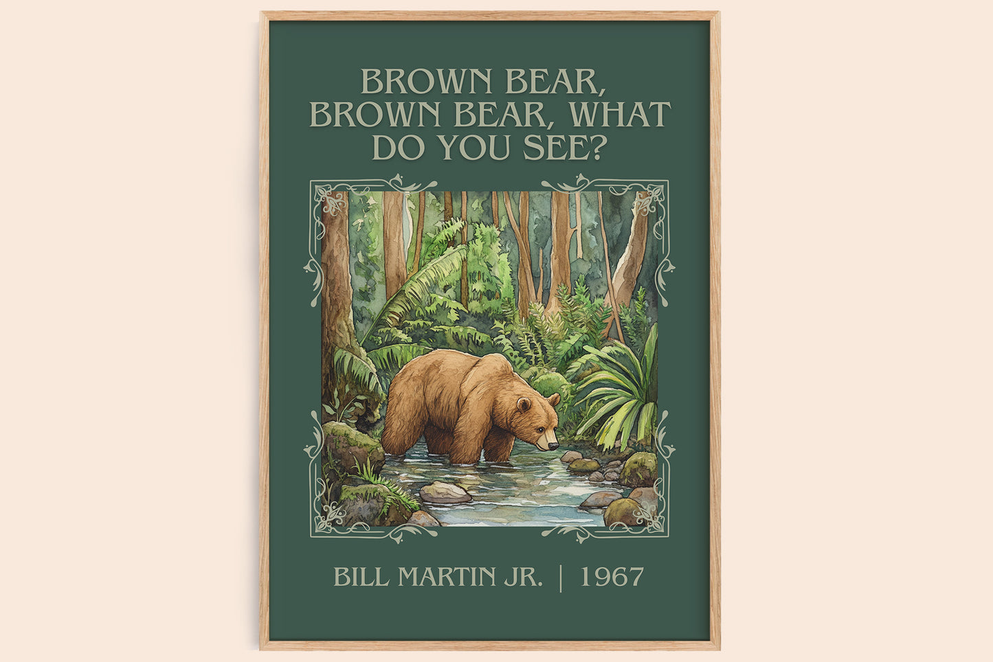 Brown Bear, Brown Bear, What Do You See? classic book art book poster by Bill Martin, Jr. – framed literary art print