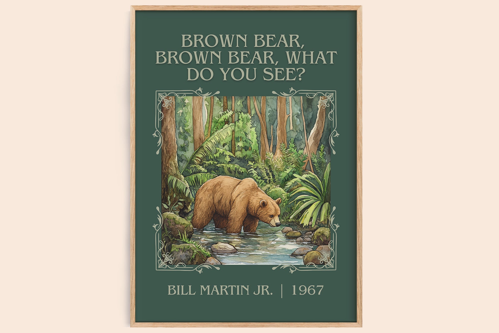 Brown Bear, Brown Bear, What Do You See? classic book art book poster by Bill Martin, Jr. – framed literary art print