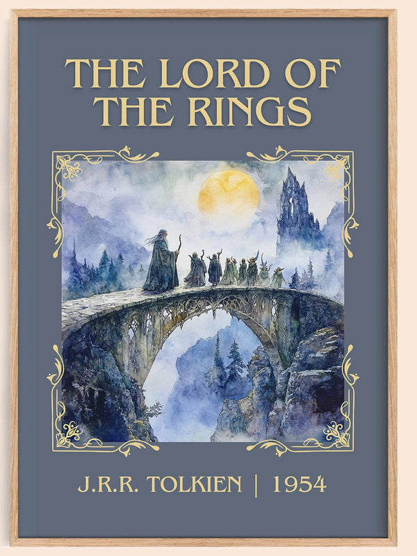 Lord Of The Rings classic book art book poster by J.R.R. Tolkien – framed literary art print