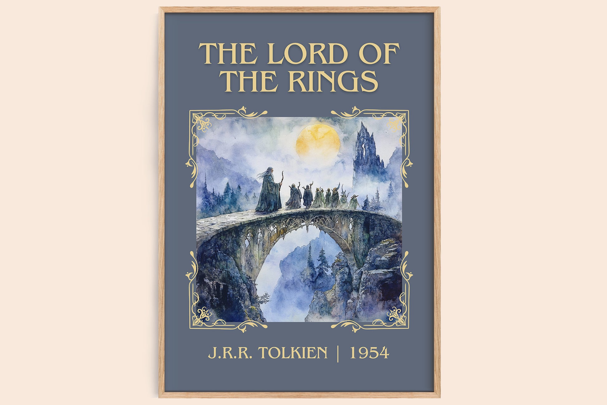Lord Of The Rings classic book art book poster by J.R.R. Tolkien – framed literary art print