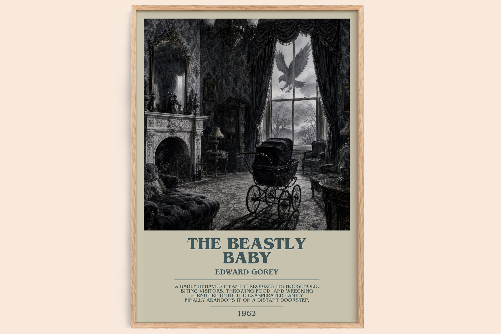 The Beastly Baby bookish book poster by Edward Gorey – framed literary art print