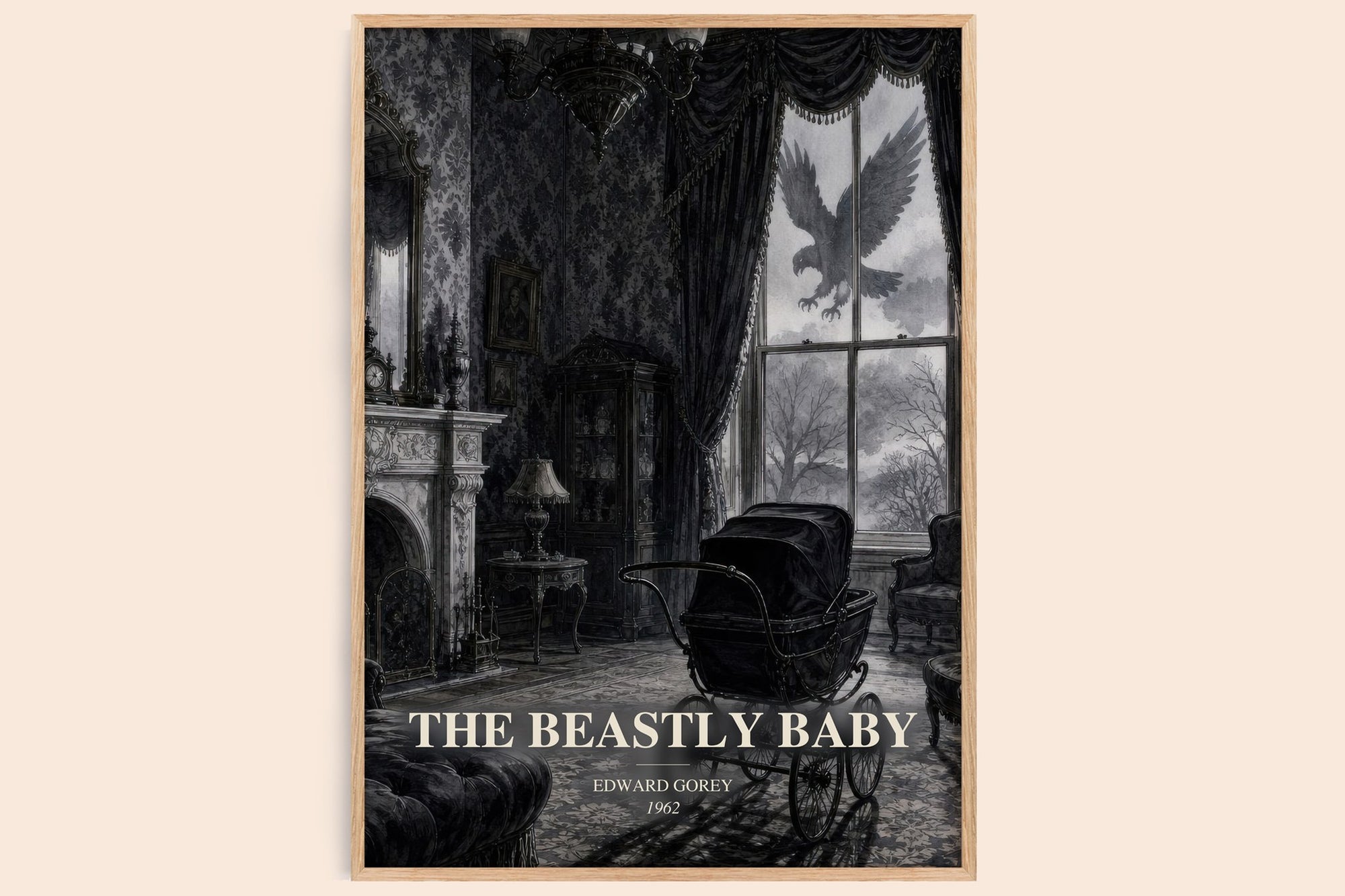 The Beastly Baby watercolour book poster by Edward Gorey – framed literary art print