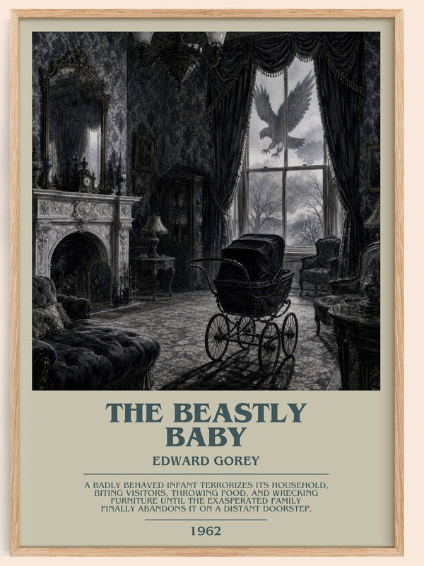 The Beastly Baby bookish book poster by Edward Gorey – framed literary art print