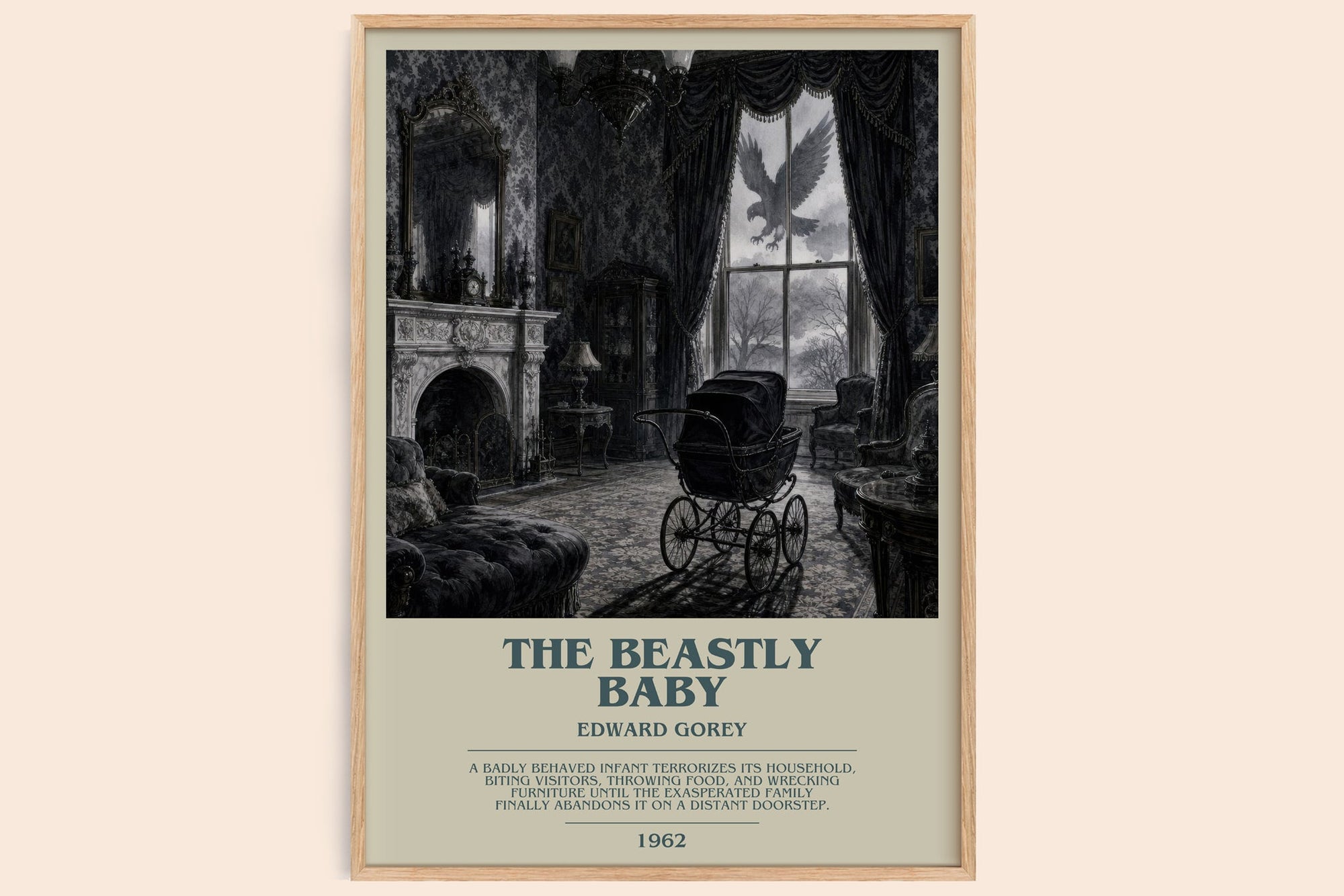 The Beastly Baby bookish book poster by Edward Gorey – framed literary art print