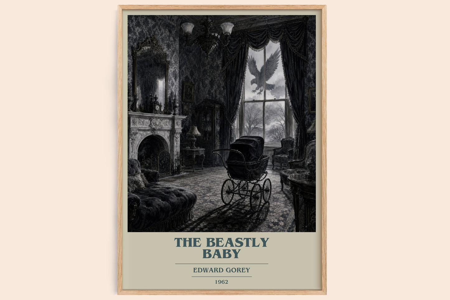 The Beastly Baby book cover book poster by Edward Gorey – framed literary art print