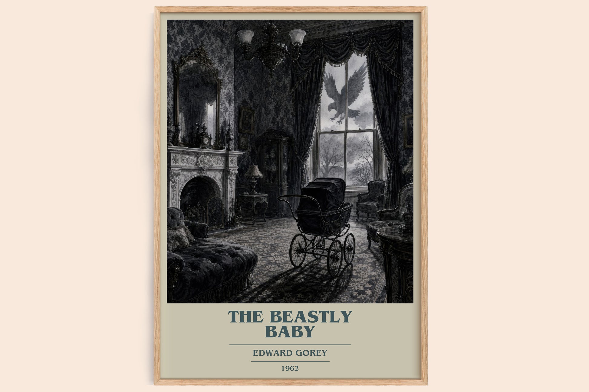 The Beastly Baby book cover book poster by Edward Gorey – framed literary art print