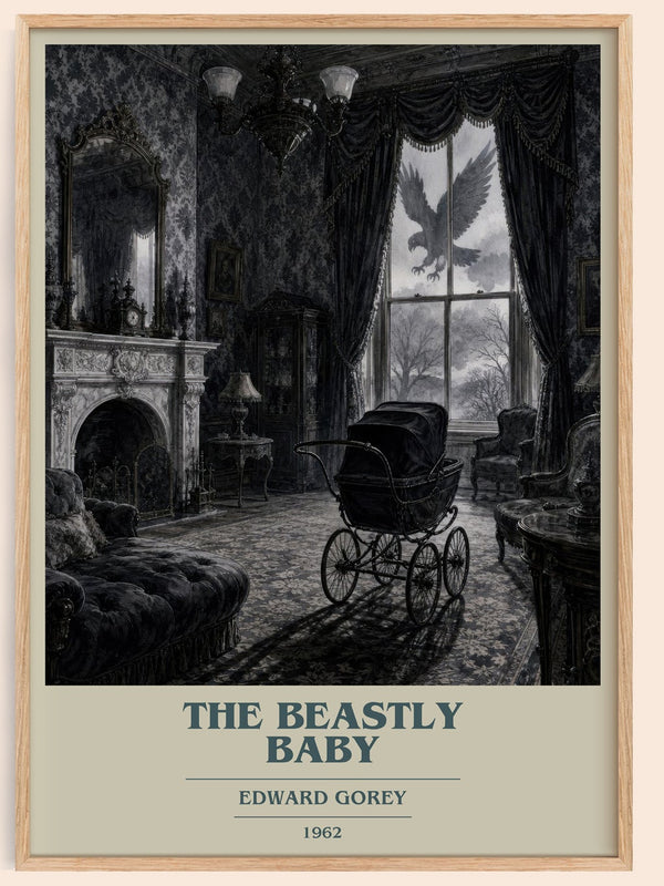 The Beastly Baby book cover book poster by Edward Gorey – framed literary art print
