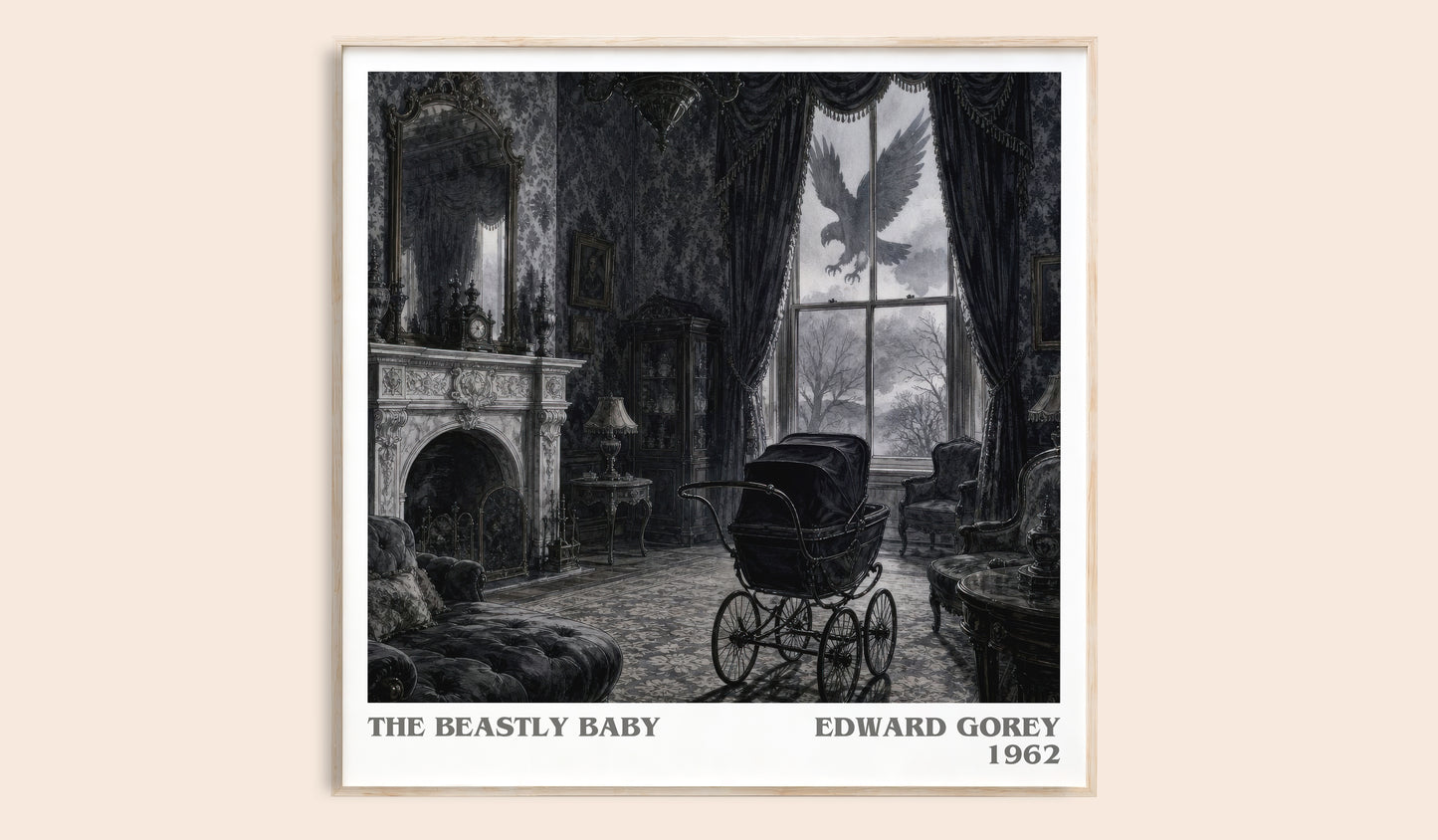 The Beastly Baby literary book poster by Edward Gorey – framed literary art print