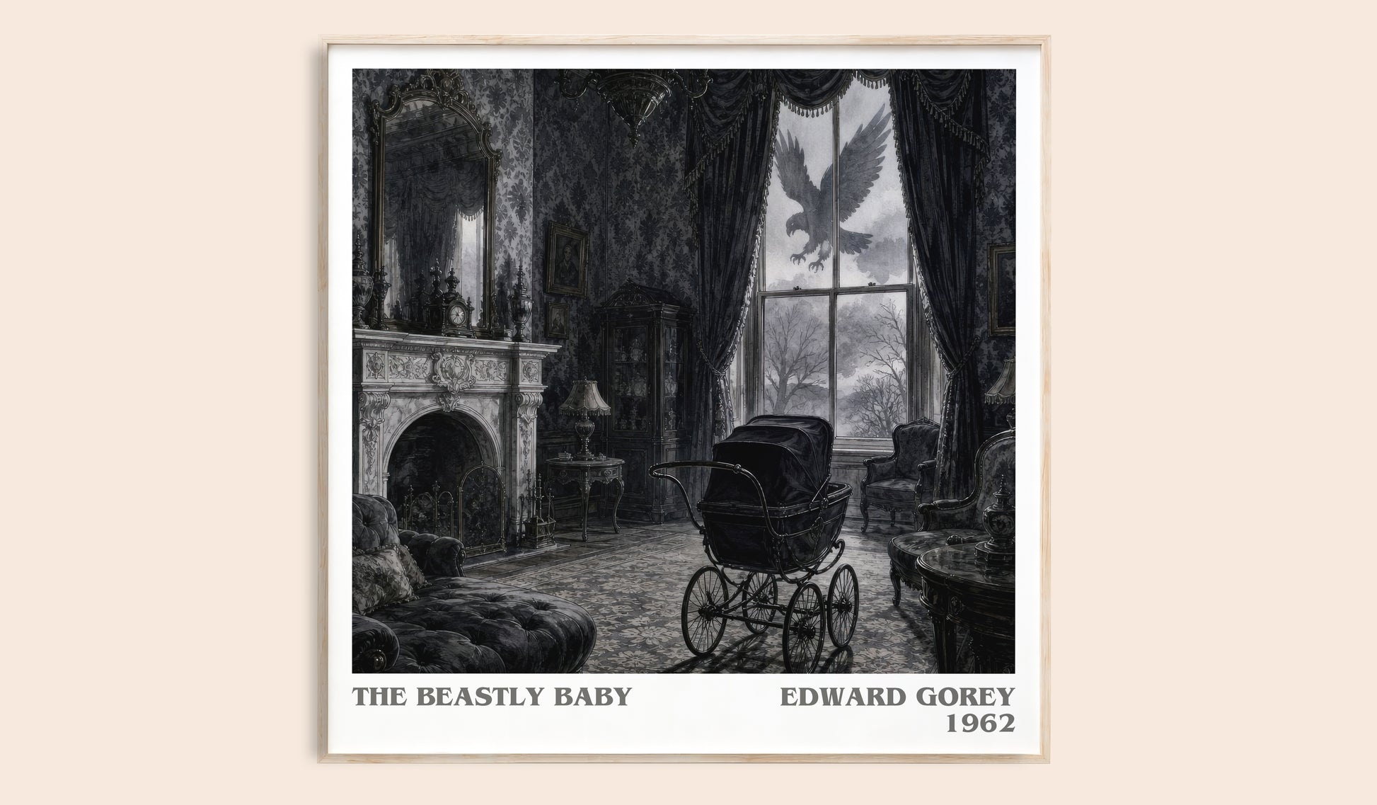 The Beastly Baby literary book poster by Edward Gorey – framed literary art print
