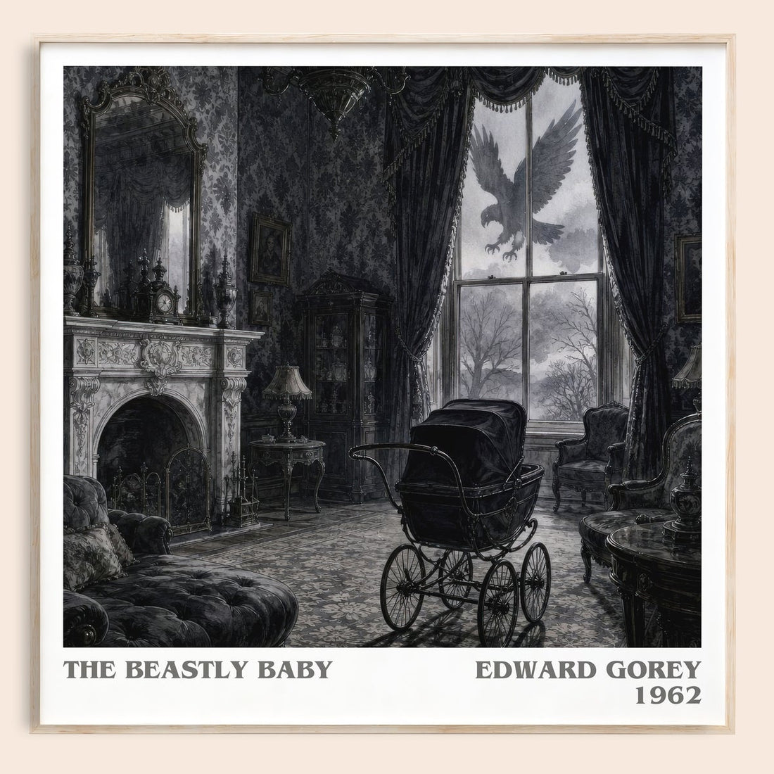 The Beastly Baby literary book poster by Edward Gorey – framed literary art print