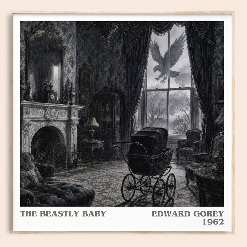 The Beastly Baby literary book poster by Edward Gorey – framed literary art print