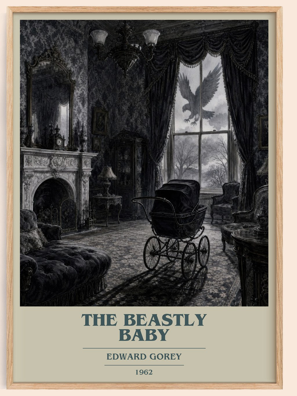 The Beastly Baby book cover book poster by Edward Gorey – framed literary art print