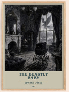 The Beastly Baby book cover book poster by Edward Gorey – framed literary art print